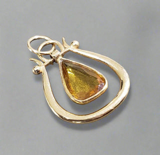 14k Gold Natural Yellow Tourmaline Teardrop Pendant - K Jewelry Accessories