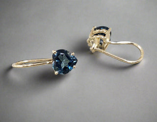 Solid Gold Heart Cut London Blue Topaz 14k Earring For Women - K Jewelry Accessories