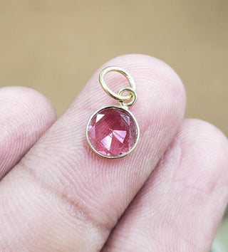 Handmade 14k Gold Round Pink Tourmaline Pendant - K Jewelry Accessories