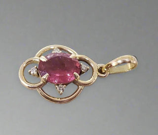 Floral 14k Gold Natural Pink Tourmaline Pendant - K Jewelry Accessories