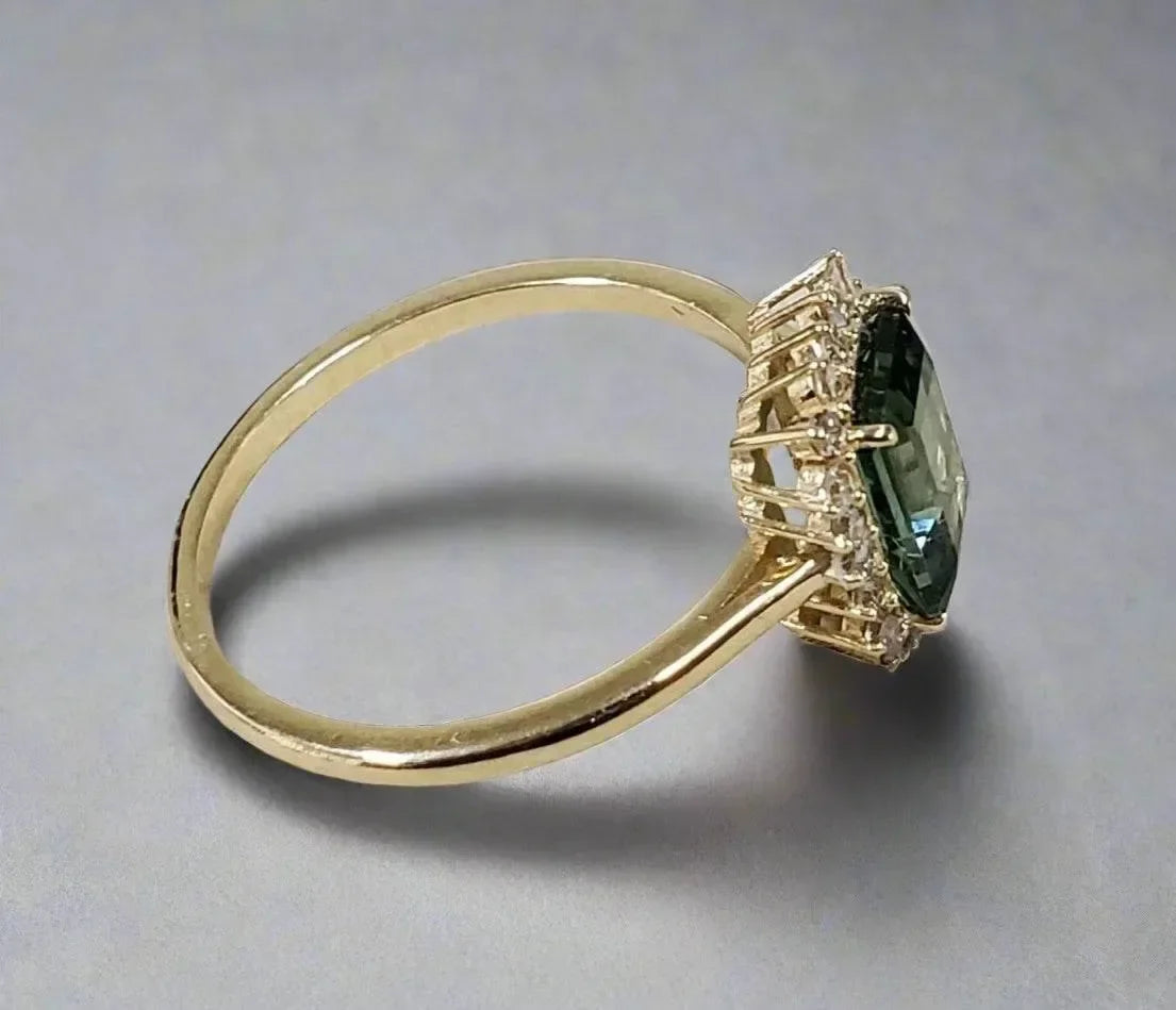 18k Octagon Natural Green Tourmaline Gold Ring - K Jewelry Accessories