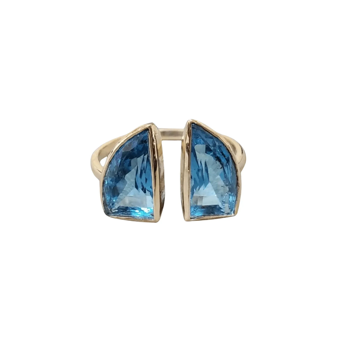 Trapezoid Swiss Blue Topaz 14k Solid Gold Ring - K Jewelry Accessories