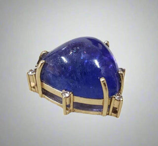 Floating Slide Pendant, Cabochon Tanzanite With Diamonds - K Jewelry Accessories