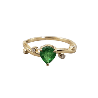 14k Gold Tsavorite and Brilliant Cut Diamond Ring - K Jewelry Accessories