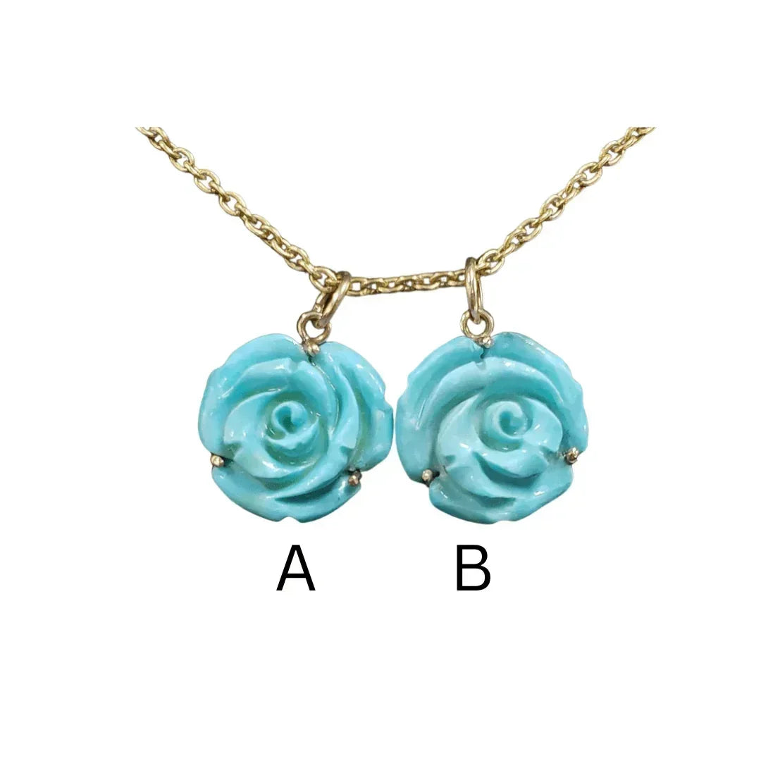 14k Gold Arizona Turquoise Flower Pendant Handmade - K Jewelry Accessories