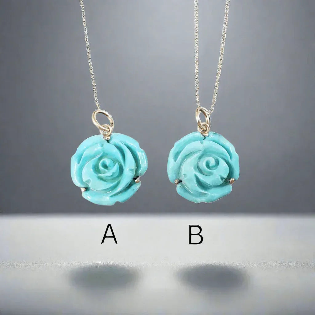 14k Gold Arizona Turquoise Flower Pendant Handmade - K Jewelry Accessories