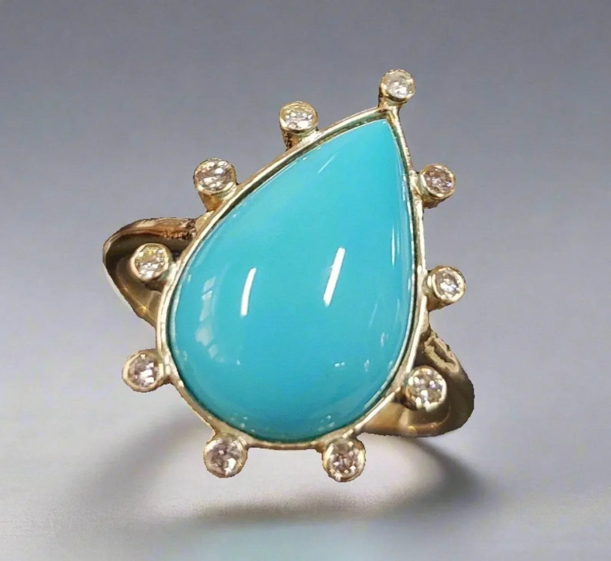 Arizona Turquoise with Diamond 14k Gold Ring - K Jewelry Accessories