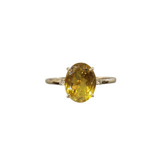 Natural Yellow Tourmaline and Diamond 14k Gold Ring - K Jewelry Accessories