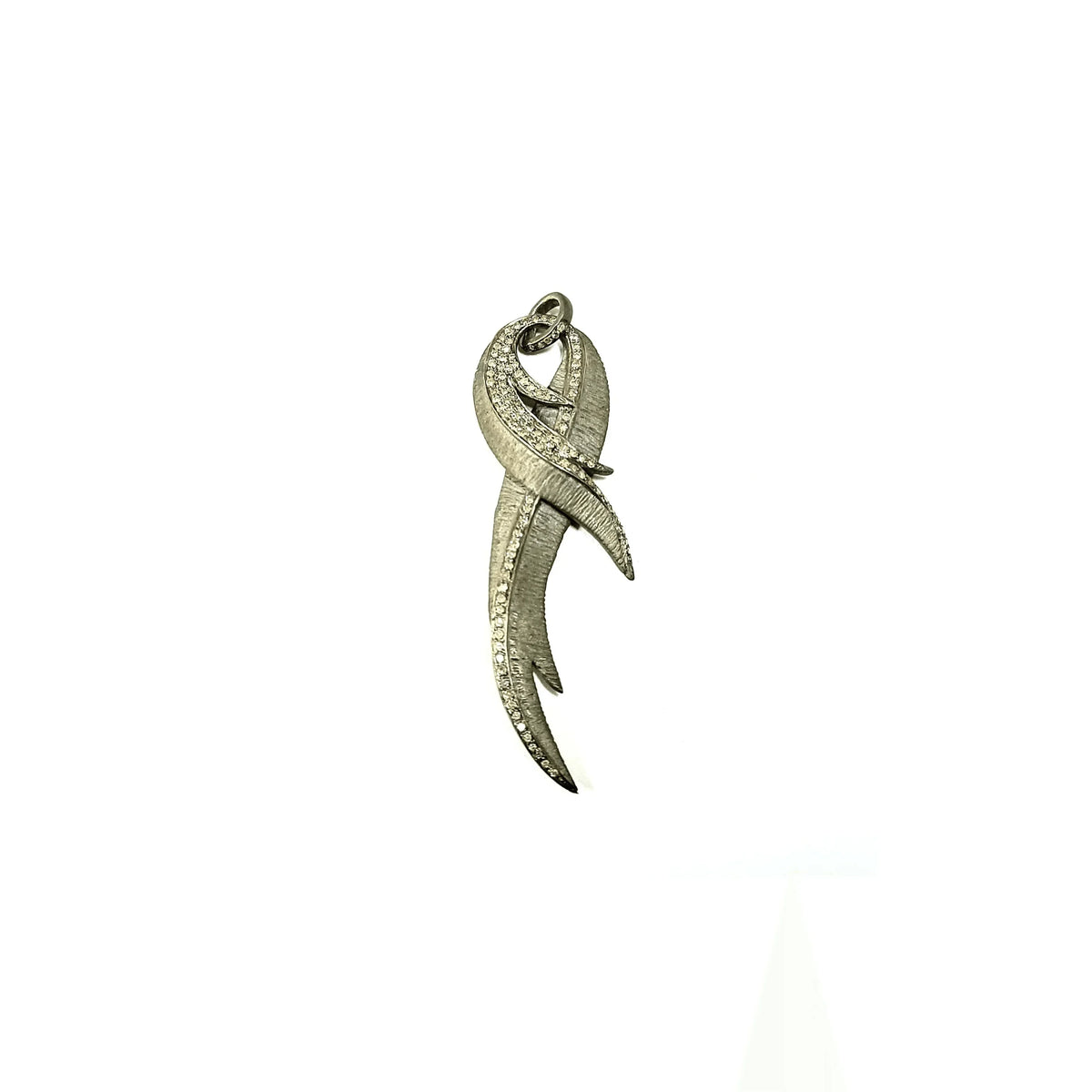 925 Oxidized Silver Diamond Feather Pendant Charm Designer - K Jewelry Accessories