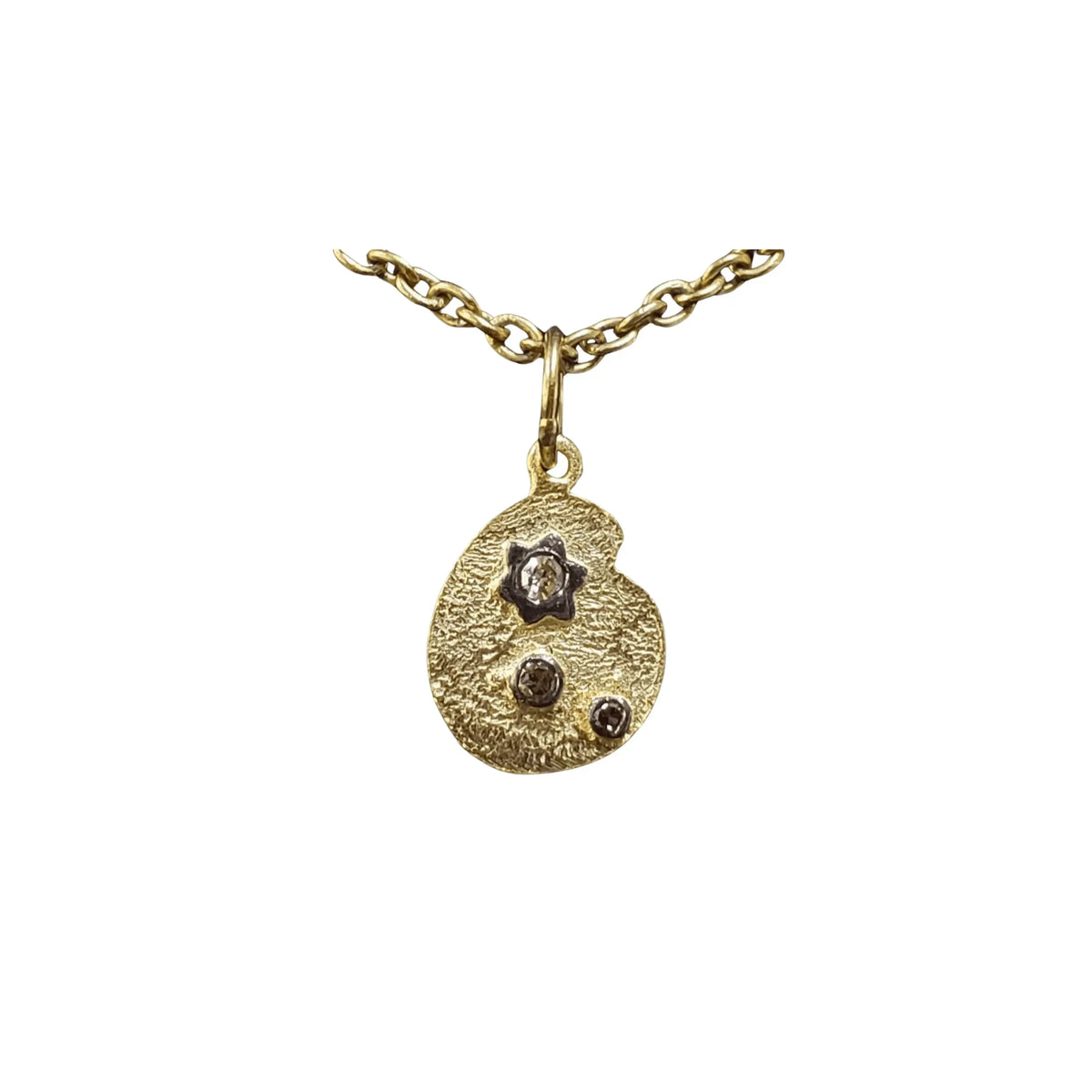 14k Gold Oxidized & Textured Diamond Pendant - K Jewelry Accessories