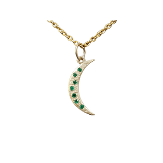 14k Gold Emerald Moon Pendant - K Jewelry Accessories