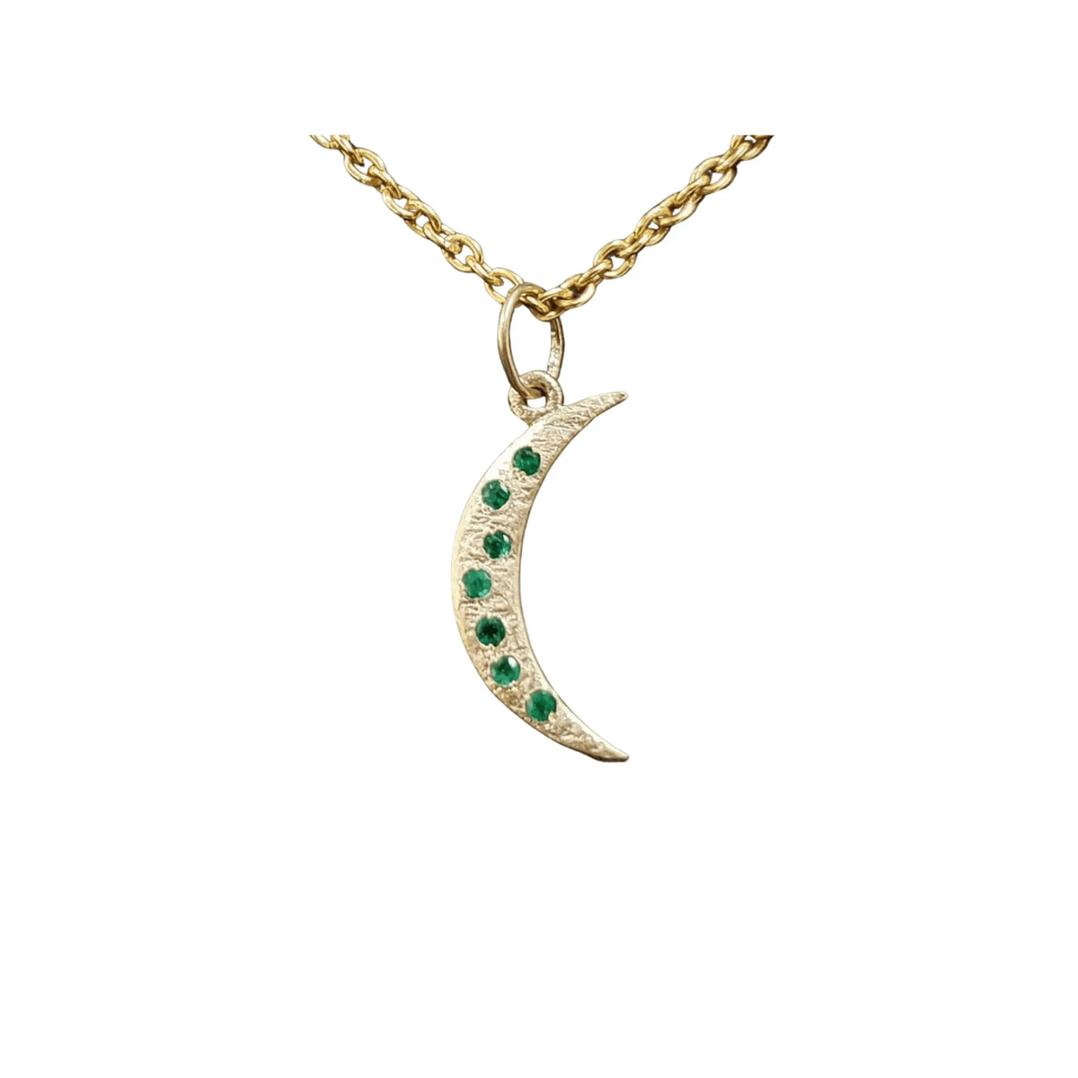 14k Gold Emerald Moon Pendant For Unisex Handmade jewelry - K Jewelry Accessories