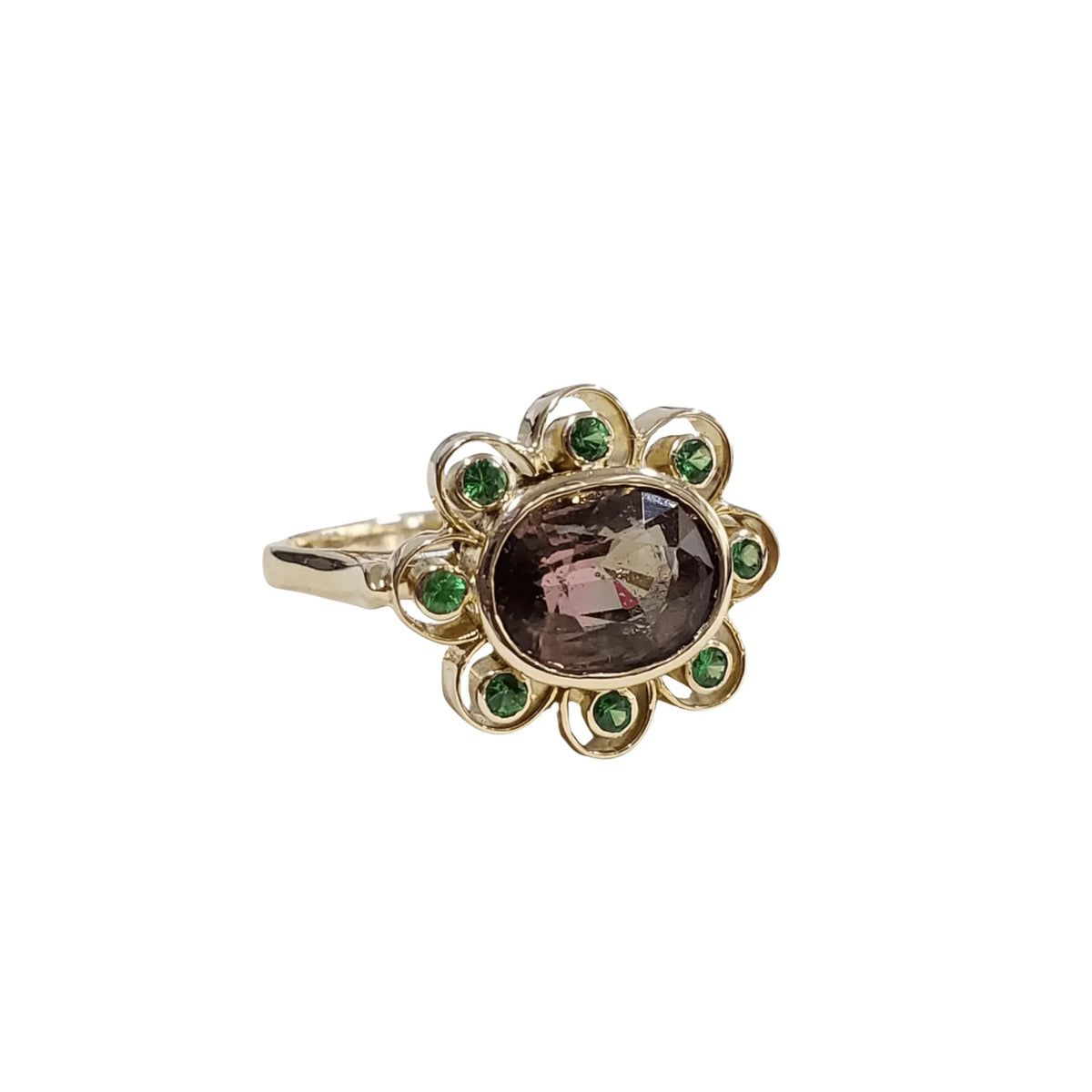 14k Gold Tourmaline and Tsavorite Ring - K Jewelry Accessories