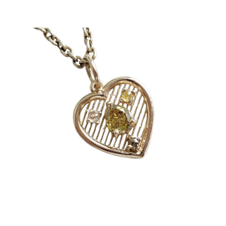 14K Solid Gold Natural Diamond Heart Pendant