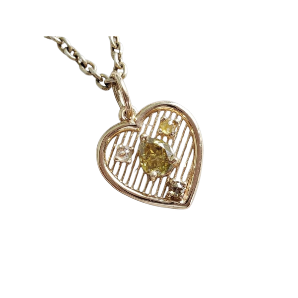 14K Solid Gold Natural Diamond Heart Pendant