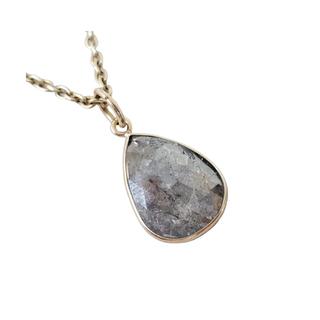 14k Solid Gold Raw Gray Diamond Pendant