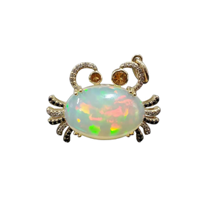 14 Karat Gold-Anhänger mit birnenförmigem Opal und Diamant