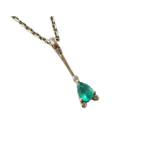 Handmade 14K Gold Emerald Diamond Pendant