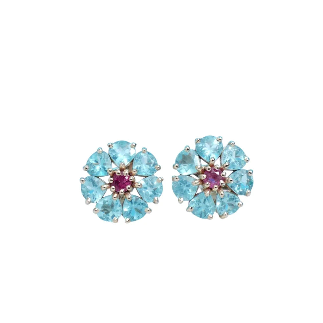 14K Gold Apatite & Tourmaline Stud Earrings