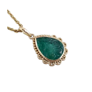 14k Gold Natural Zambian Emerald Pendant