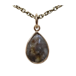 Natural Diamond Slice Pendant in 14k Gold, Raw Rustic Diamond