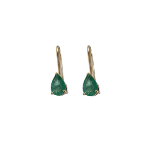 14k Gold Natural Pear Emerald Earring For Women