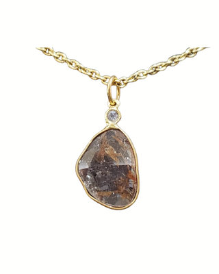 18k Solid Gold Slice Diamond Pendant For unisex, Gold Jewelry