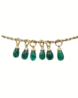 18k Gold Emerald Pendant • Natural Green Emerald Drop Charm