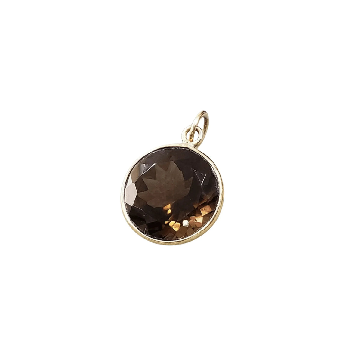 Round Smoky Quartz 14k Gold Pendant - K Jewelry Accessories