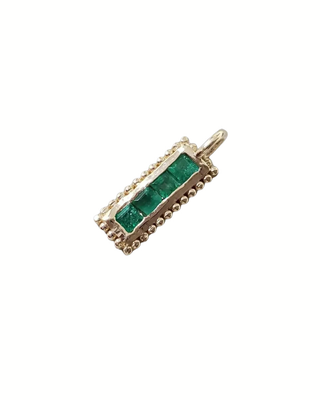 14k Gold Emerald Charm Pendant |Green Gemstone Charm
