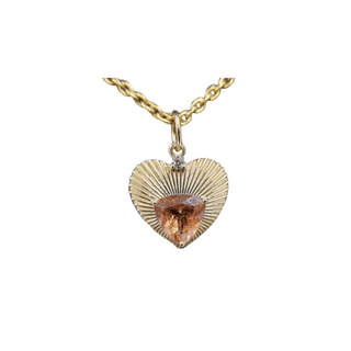 Heart Tourmaline Diamond Pendant: Trillion Cut Gem, 14k Gold - K Jewelry Accessories