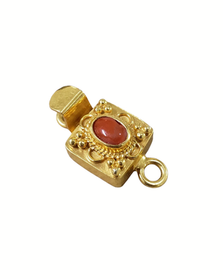 Red Coral Gold Vermeil Box Clasp: Sterling Silver Necklace Connector
