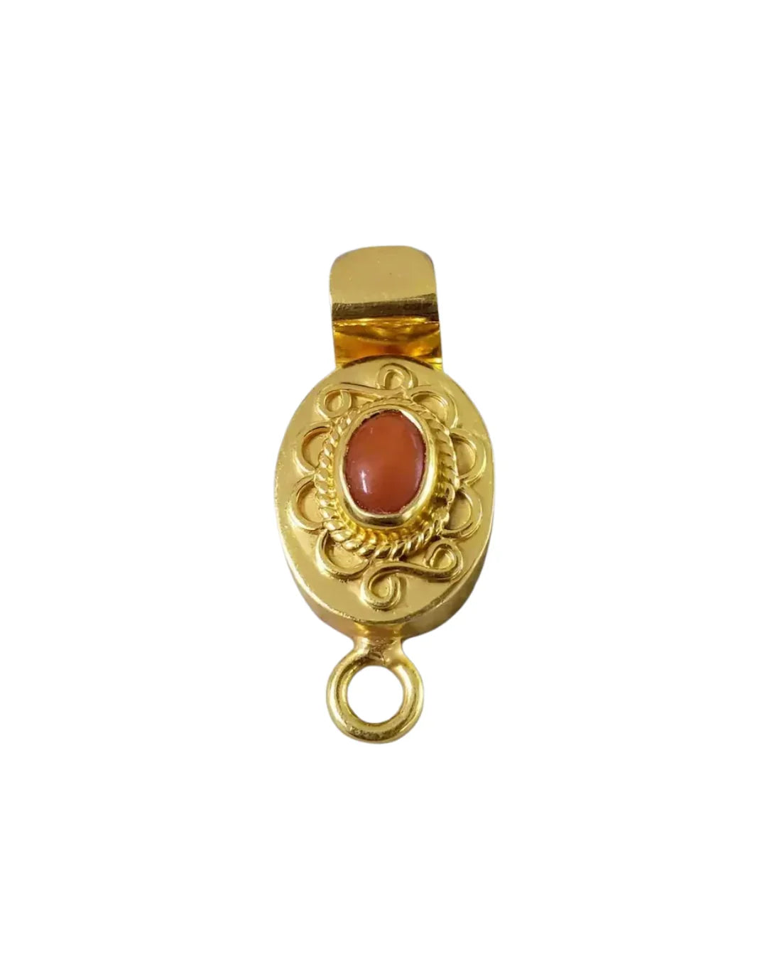 Red Coral Gold Vermeil Box Clasp: 925 Sterling Silver Necklace Connector