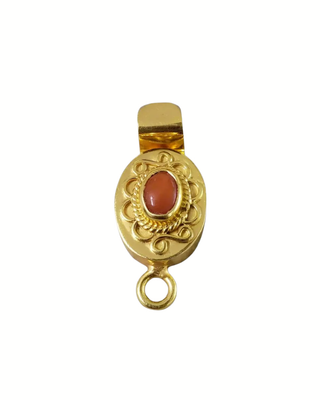 Red Coral Gold Vermeil Box Clasp: 925 Sterling Silver Necklace Connector