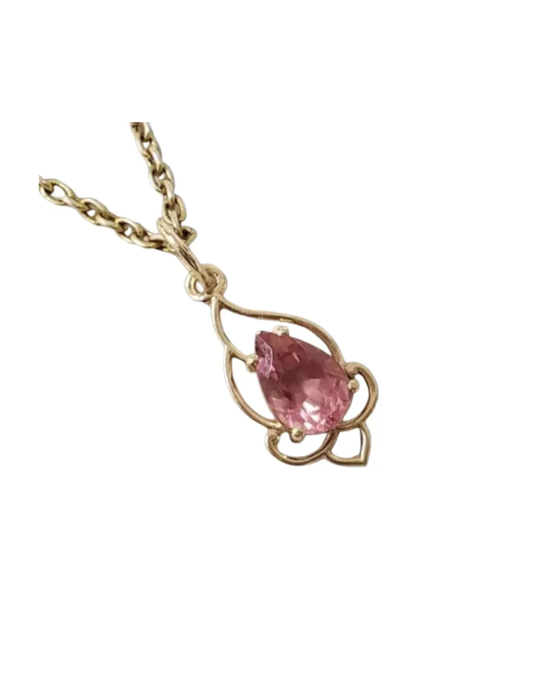 Pink Tourmaline Pendant Necklace | 14k Gold Handmade Jewelry
