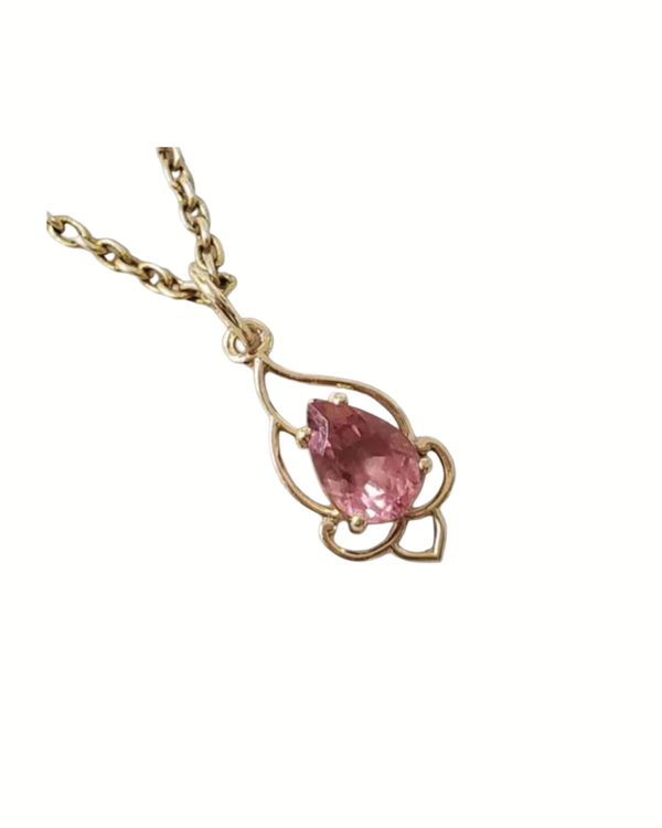 Pink Tourmaline Pendant Necklace | 14k Gold Handmade Jewelry