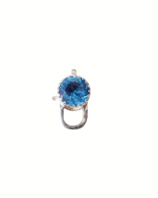 925 Sterling Silver Lobster Clasp: Studded With Round Swiss Blue Topaz (8mm)