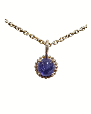 14K Gold Tanzanite Pendant | Natural Round Tanzanite Charm