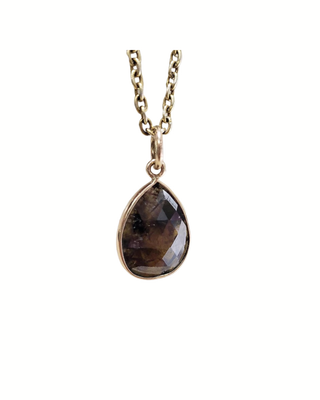 14k Solid Gold Brown Diamond Pendant, Rose Cut