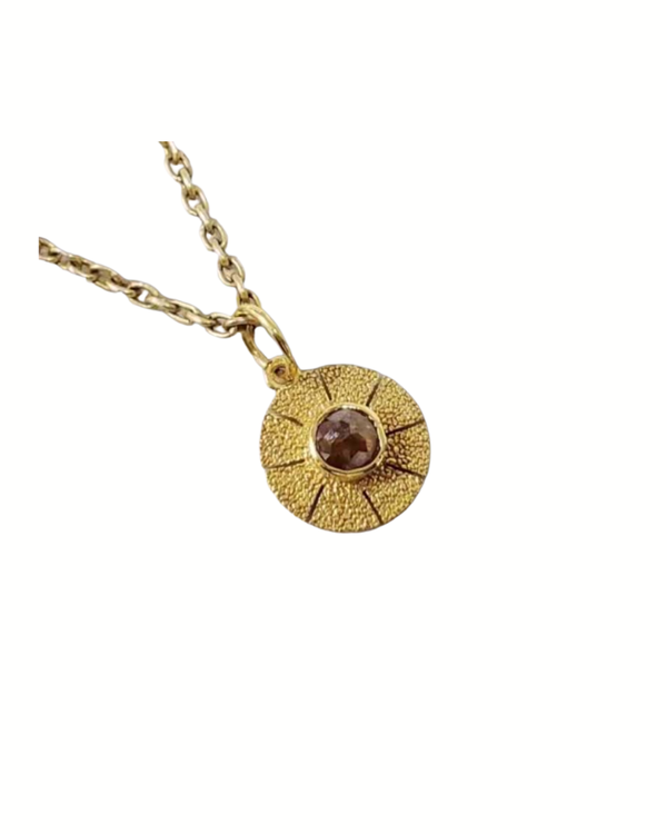 14k Gold Brown Diamond Medallion Necklace