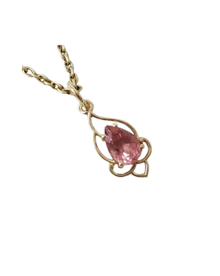 Pink Tourmaline Pendant Necklace | 14k Gold Handmade Jewelry