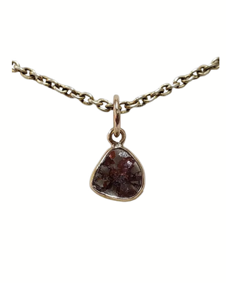 14k Gold Brown Diamond Slice Pendant, Natural Rustic Diamond