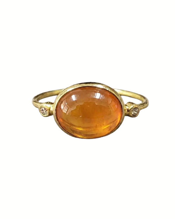 18k Gold Carnelian Ring with Diamond Accent