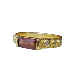 Natural Baguette Pink Spinel Ring in 14K Gold