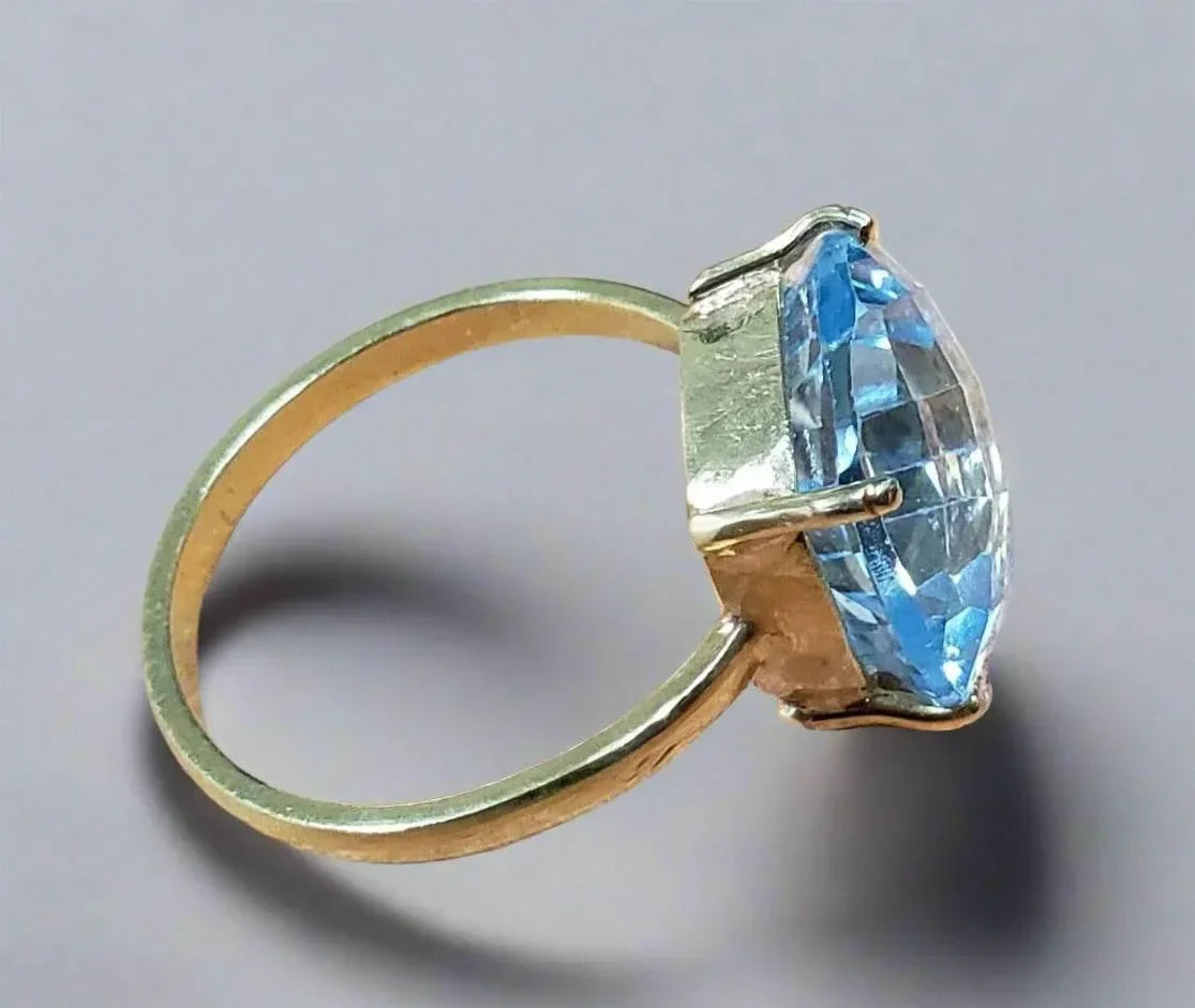 Sky Blue Topaz 14k Solid Gold Ring - K Jewelry Accessories