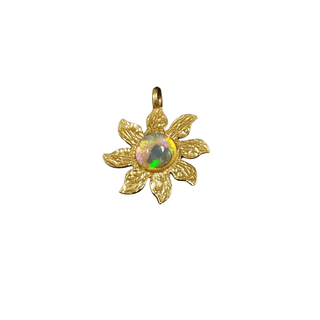 Gold Vermeil Flower Shape Ethiopian Opal Charm - K Jewelry Accessories