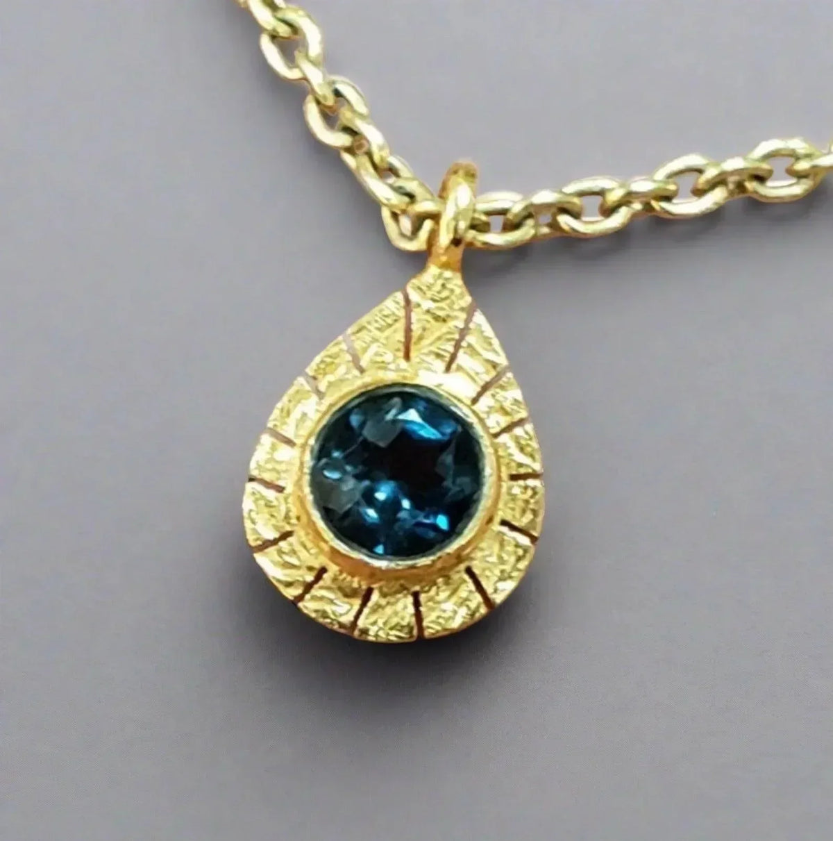 Gold Vermeil Handmade London Blue Topaz Charm - K Jewelry Accessories