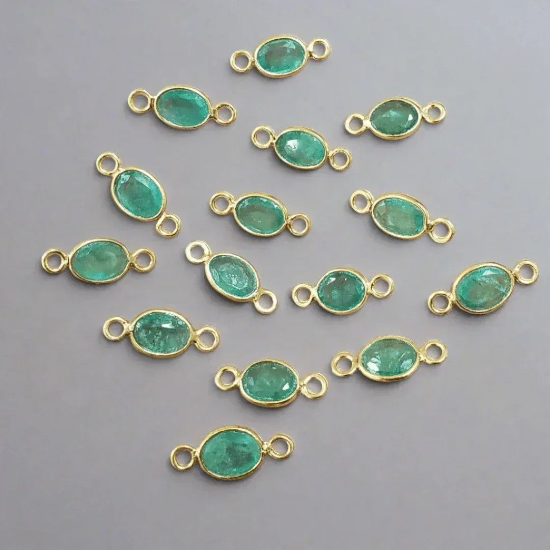 Gold Vermeil Connector Emerald Charms For Bracelet - K Jewelry Accessories