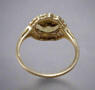 Solid Gold Natural Amber Tourmaline Diamond 14k Ring - K Jewelry Accessories