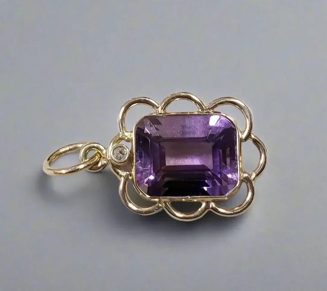 Dainty 14k Gold Ametrine and Diamond Pendant - K Jewelry Accessories